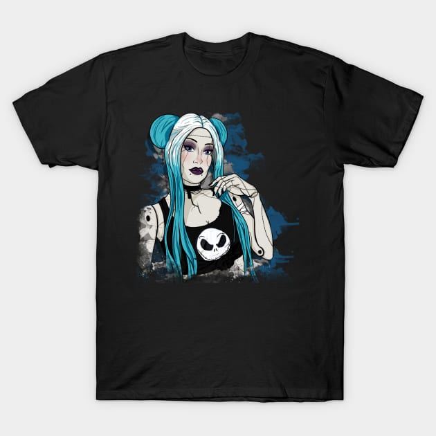 Cyberpunk Synth (Blue) T-Shirt by DoubleDu